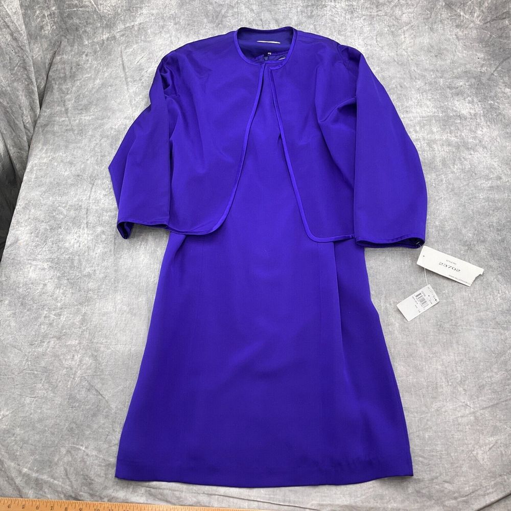Miller Shor Dress Jacket Women Size 14 Purple Silk Sheath Party Formal‎ Wedding